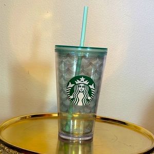 Starbucks 16oz grande mermaid scales tumbler light green moss with tags